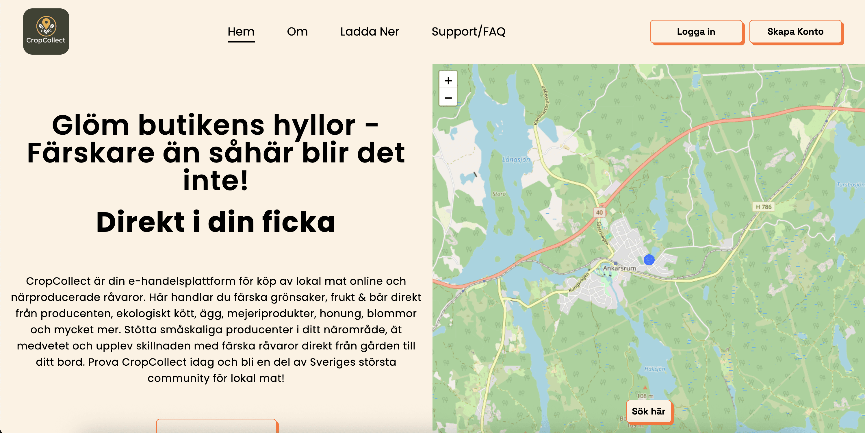 CropCollect e-handelsplattform för hållbar lokal handel